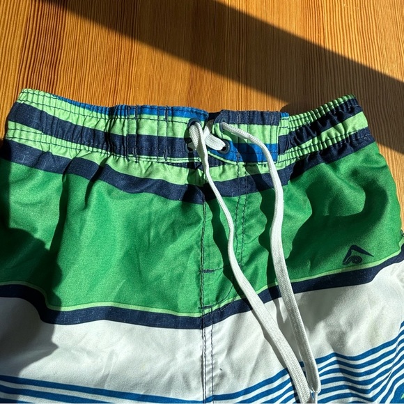 Kavu Surf L Boys green blue white stripe preppy swim Bermuda shorts trunks - Picture 2 of 7